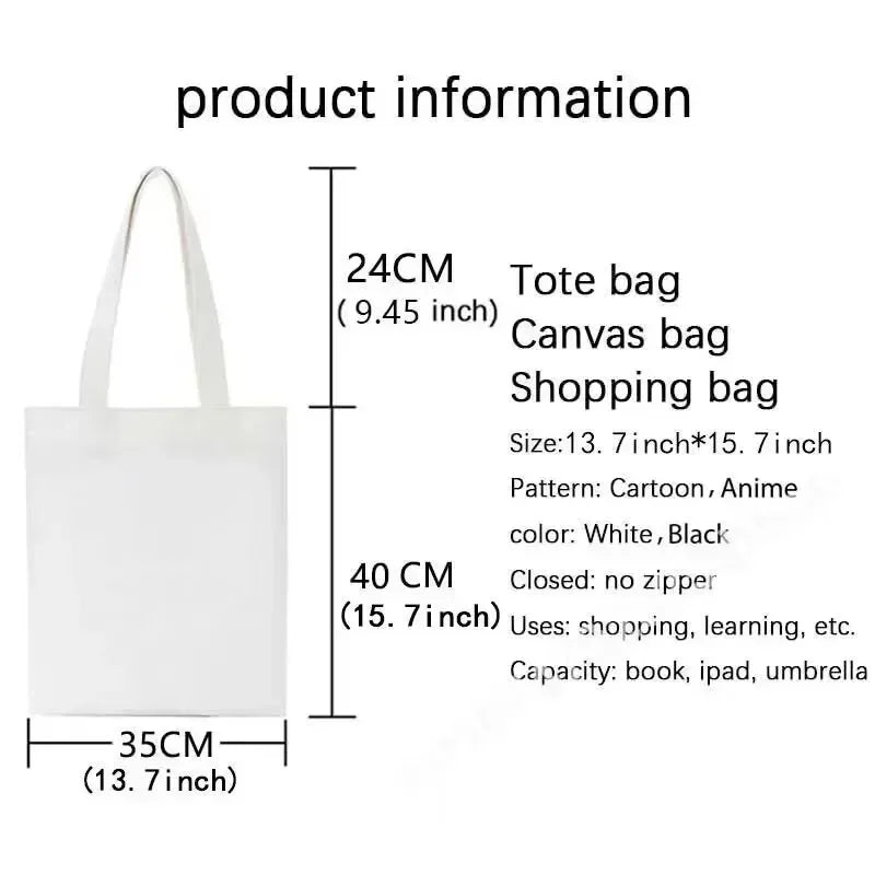"Kawaii Japanese Style Black Cat Canvas Tote Bag | Cute Graphic & Everyday Fashion"